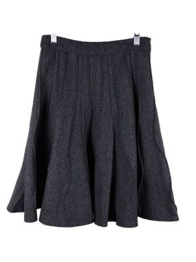 Odds' n Evens Vintage Gray Wool Blend Side Zip Above Knee Pleated Circle Skirt